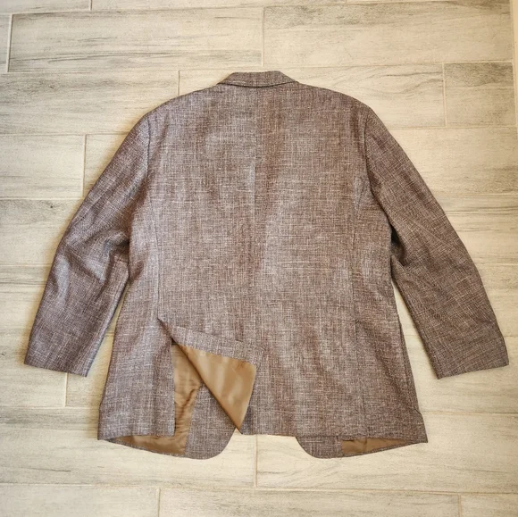 Canali Kei Sport Coat 40R Brown Cappuccino Linen Silk Blazer Luxury Made Italy
